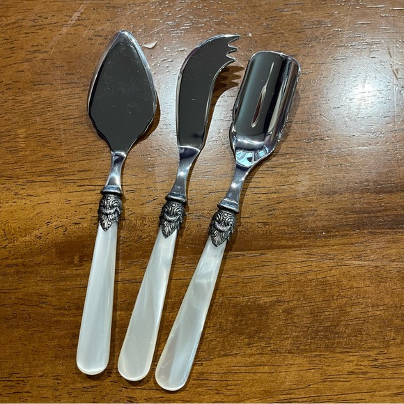 Eme made in Italy stainless steel cheese knife set butter cutter slicer & fork - Picture 2 of 10